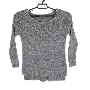 Womens Heather Gray American Eagle Knit Sweater Round Neck Long Sleeve Size S